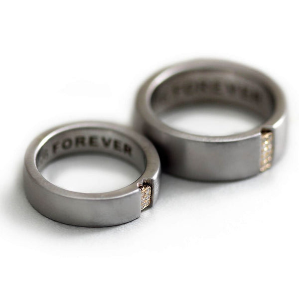 Two Tone Wedding Rings with Diamonds
