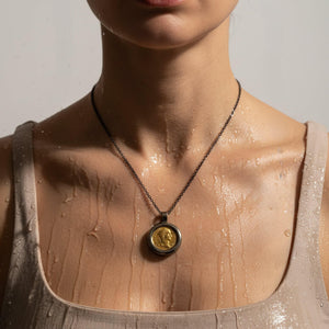 Black Gold Roman Coin Statement Pendant