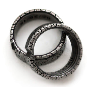 Textured Black Wedding Rings