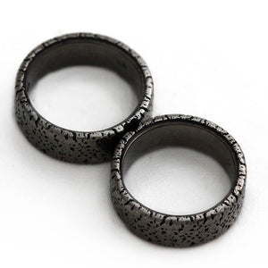 Textured Black Wedding Rings