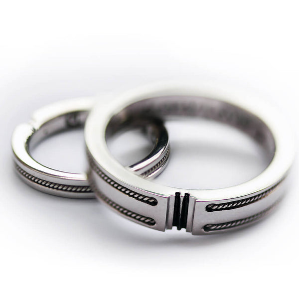 Filigree Puzzle Wedding Bands Set