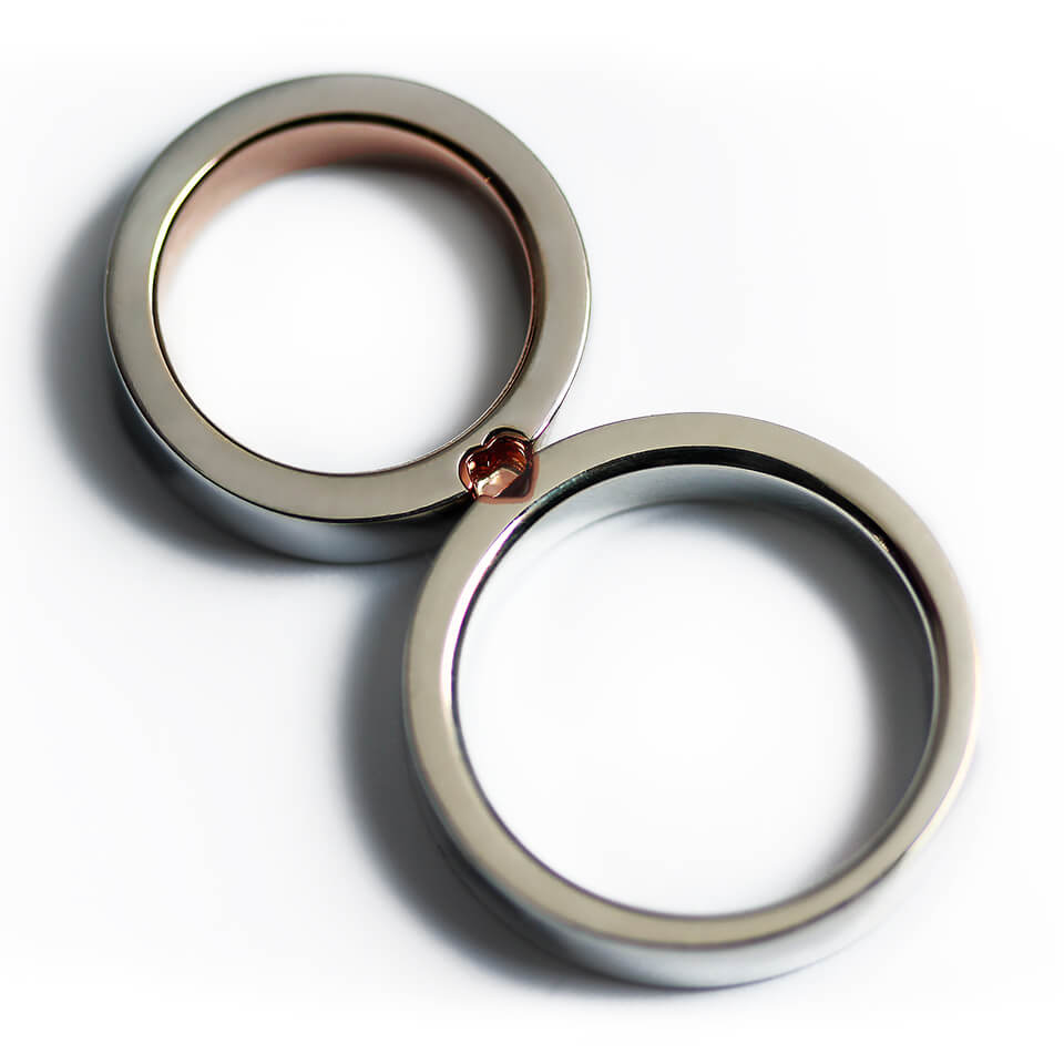 Pave Diamond Heart Wedding Bands