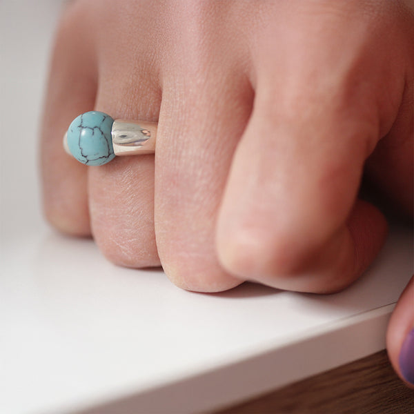Turquoise Stone Ball Ring