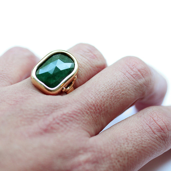 Unique Natural Emerald Engagement Ring
