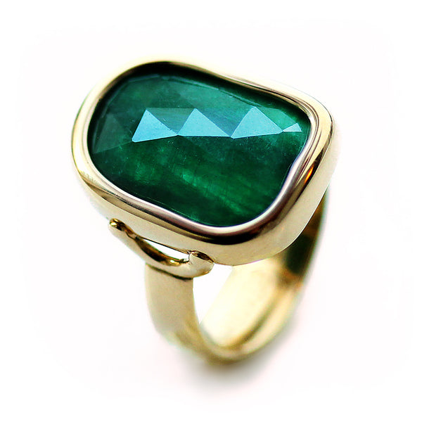 Unique Natural Emerald Engagement Ring