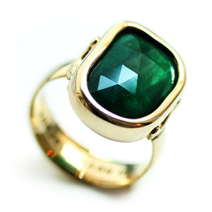 Unique Natural Emerald Engagement Ring