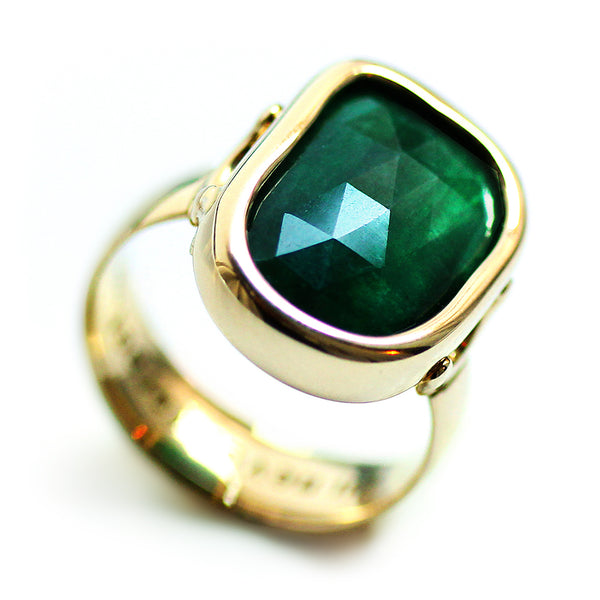 Unique Natural Emerald Engagement Ring