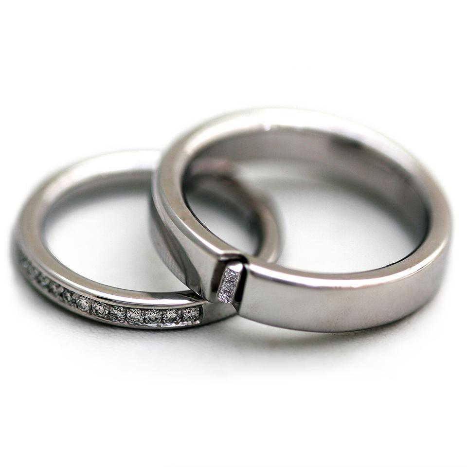 Cadi engagement and wedding ring set with two diamond arrangements forming a hidden heart