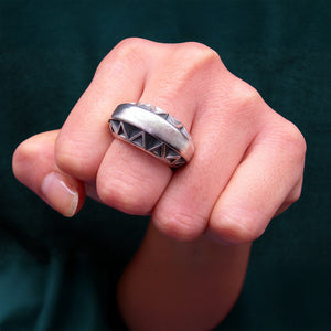 Cadi Donut cocktail ring for women: bold round sphere stone set in a smooth sculptural band, handmade statement piece.