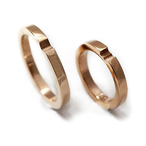 Rose gold couple promise ring with heart shape