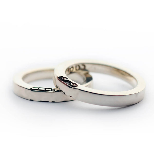 silver rings set for vanlife couple, jewelry for travelers with bus, Van or Kombi