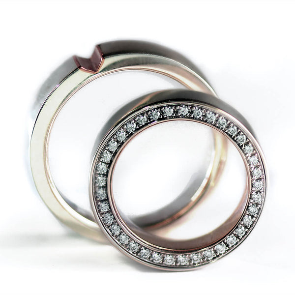 Pave Diamond Heart Wedding Bands