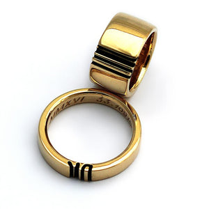 gold ring set engraved with your own initials