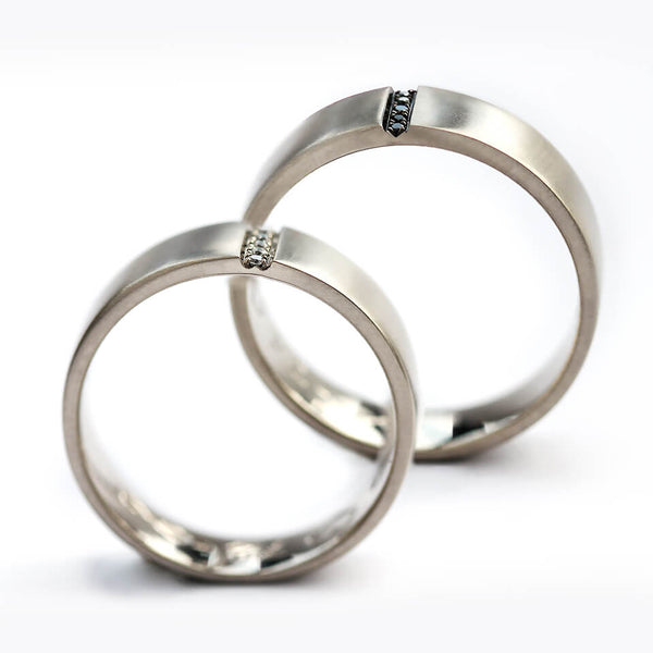 Black White Diamond Heart Rings