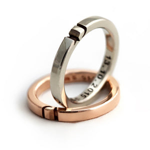 Two-Tone Moon & Star Ring Set