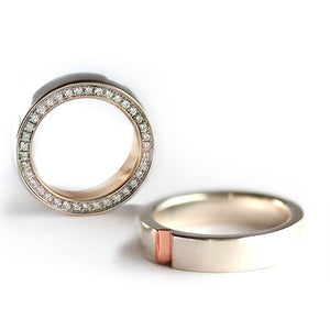 Pave Diamond Heart Wedding Bands