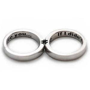 Detail of the matching puzzle shapes aligning between the two 4mm rings