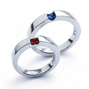 Ruby Sapphire Hidden Heart Rings