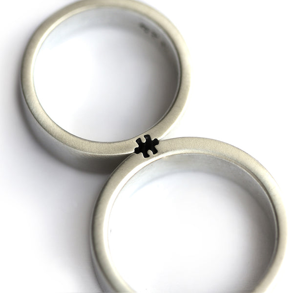 Interlocking Puzzle Wedding Ring Set