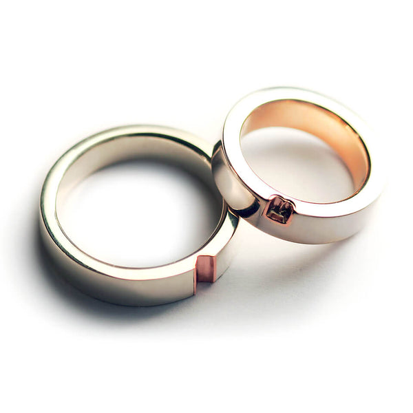 Pave Diamond Heart Wedding Bands