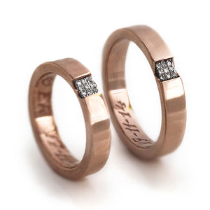 Rose Gold Diamond Heart Ring Set