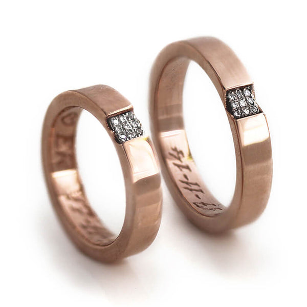 Rose Gold Diamond Heart Ring Set