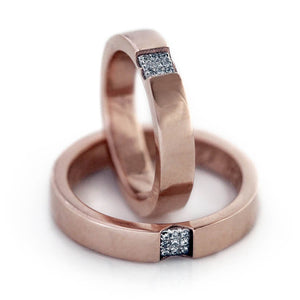 Rose Gold Diamond Heart Ring Set