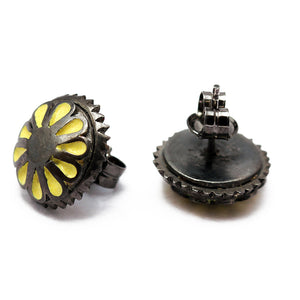 Steampunk 18K Gold Black Rhodium Studs