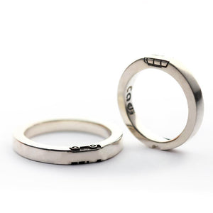 van travelers silver or gold rings set for couple,  van life style with heart and a vehicle shape jewelry