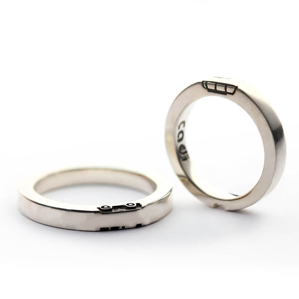 van travelers silver or gold rings set for couple,  van life style with heart and a vehicle shape jewelry