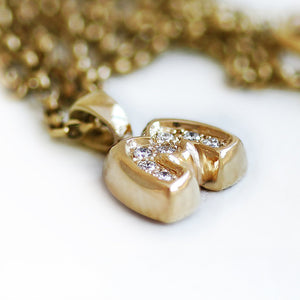 18K Gold Diamond Initial Pendant