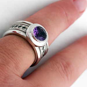 Bold Amethyst Filigree Statement Ring