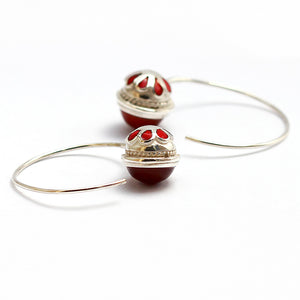 Sterling Silver Carnelian Hoop Earrings