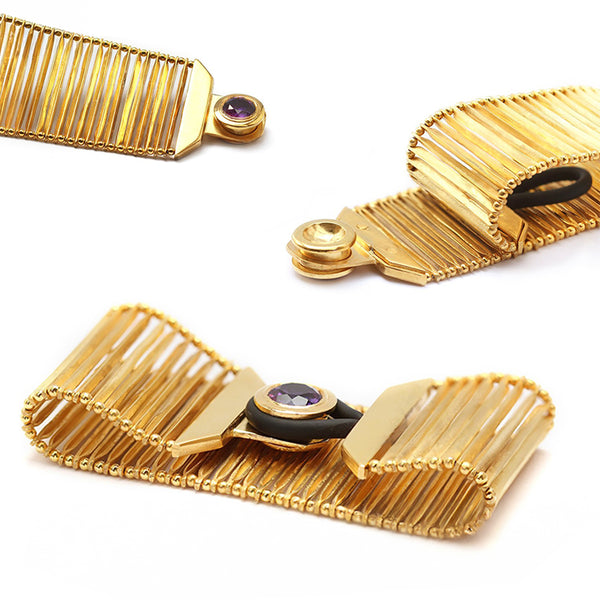 Lavender Amethyst Statement Gold Bracelet