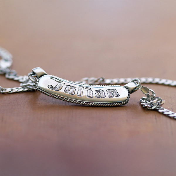 Custom Silver Name Bar Necklace