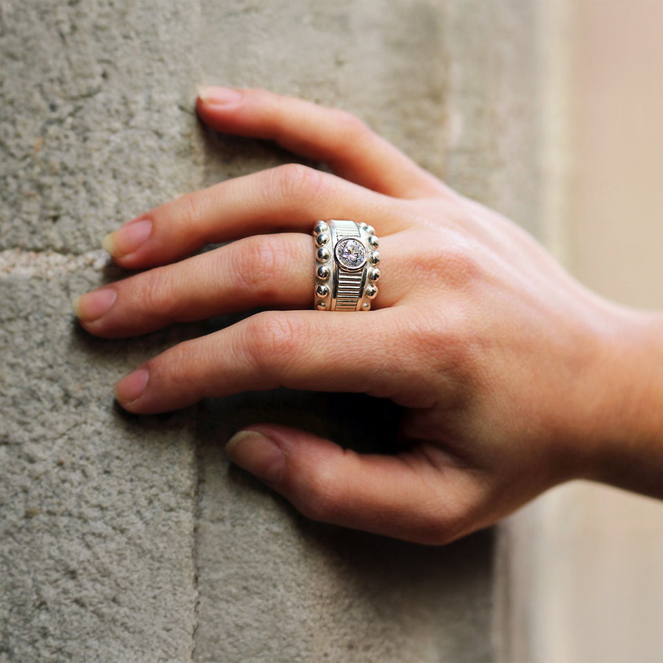 cubic Zirconia stone on sterling silver or gold ring