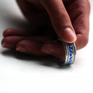 Unique Blue Enamel Statement Ring
