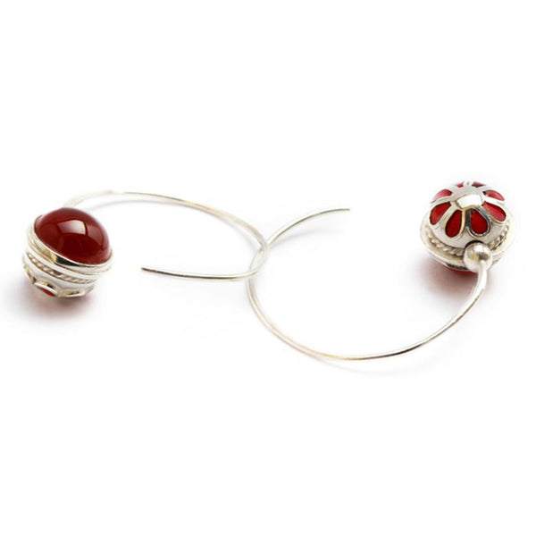 Sterling Silver Carnelian Hoop Earrings