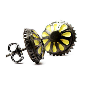 Steampunk 18K Gold Black Rhodium Studs