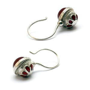 Red Carnelian Enamel Ball Earrings