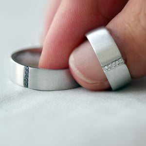 Black White Diamond Heart Rings