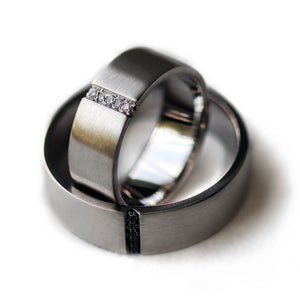 Black White Diamond Heart Rings