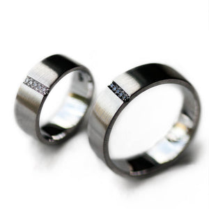 Black White Diamond Heart Rings