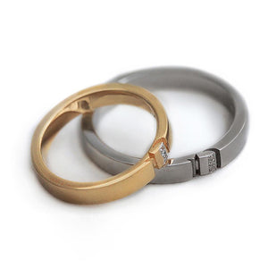 Moon and star wedding rings