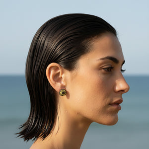 Steampunk 18K Gold Black Rhodium Studs