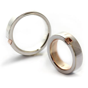 Pave Diamond Heart Wedding Bands