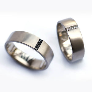 Black White Diamond Heart Rings