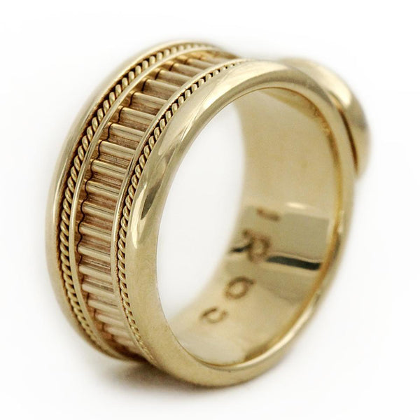 yellow-gold with Garnet gemstone red sparkle misti wedding band for men