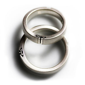 Heart and skull ring set Matching bands, Promise rings for couples