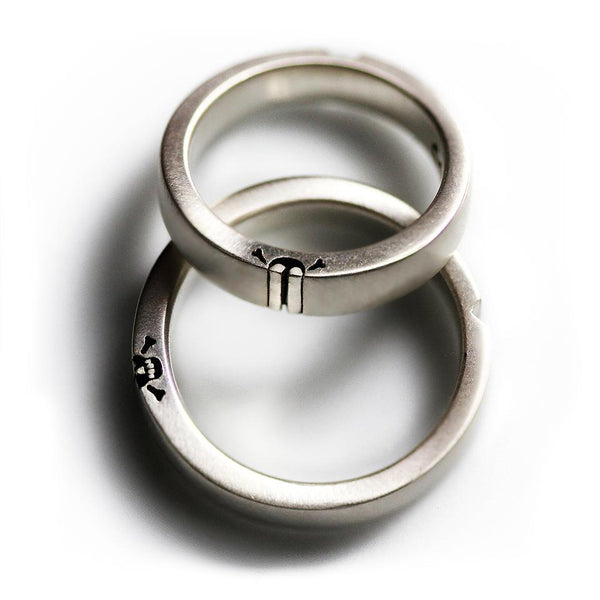 Heart and skull ring set Matching bands, Promise rings for couples